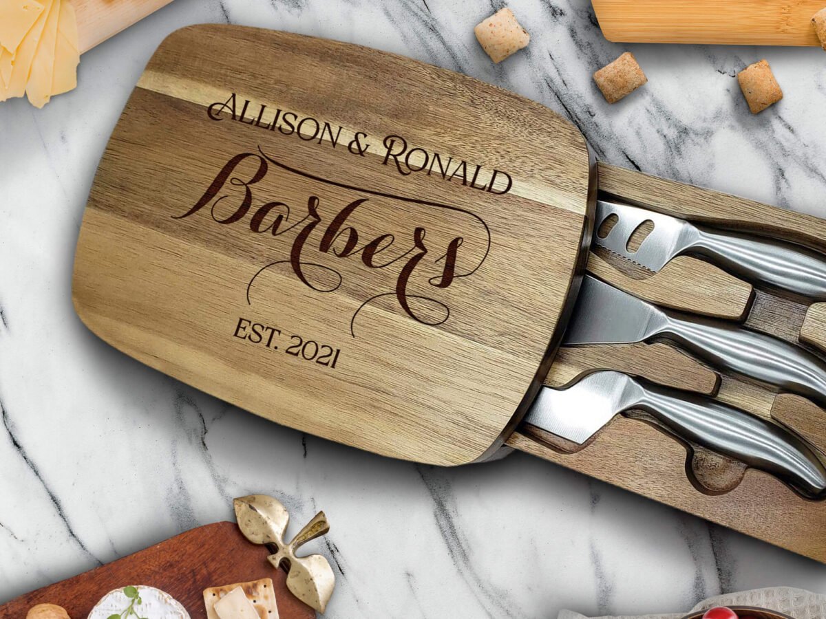 Personalized Monogrammed Laser Engraved Hardwood Board For Cheese