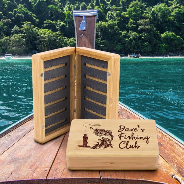 Aspera Design Store - Personalized Engraved Wooden Fishing Tackle and Jig Boxes, Memorybox, Ideal Gift for Fisherman