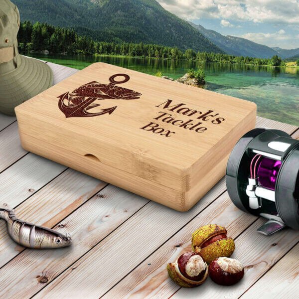 Premium Laser Engraved Wood Box, Custom Fishing Gifts for Dad Who Loves Fish - Unique Experience