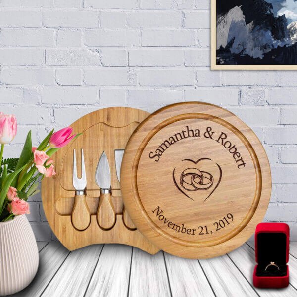 Custom Engraved Cheese Board and BBQ Knife Set, Unique Gift Ideas for Wedding Presents, Housewarming, and Special Occasions - Aspera Design