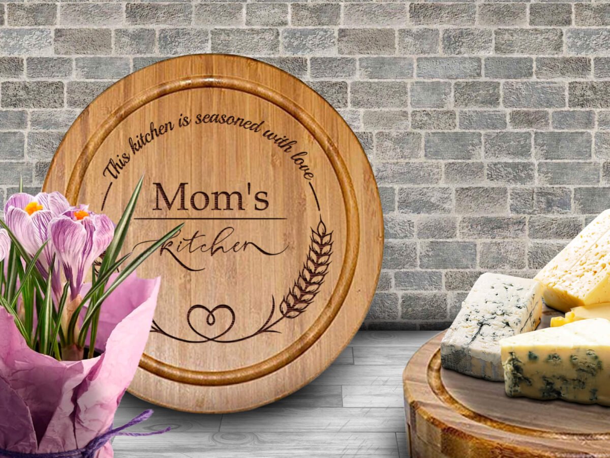 Mom Birthday Gift: Custom Engraved Cheese Board for Kitchen