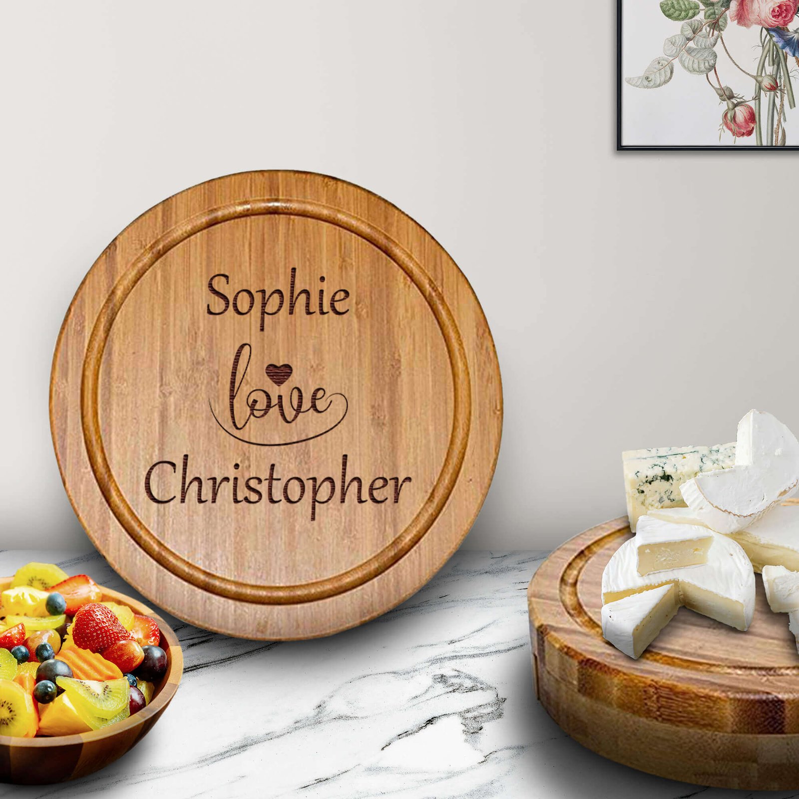 Artistic Wooden Round Cheese Board and Charcuterie Board Designs, Enhanced by a Portable Tap Board and Elegant Wooden Serving Tray, Accompanied by Knife Sets with Block - Ideal Gifts for Cheese Lovers - Aspera Design