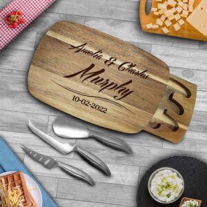 Custom Cheese Board – Wedding Cheese Board, Monogrammed Charcuterie Board, Engagement Bridal Shower Gift, Personalized Anniversary Gift