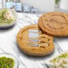 Engraved serving tray, artisan cheese, and stylish charcuterie board platter with knife set - perfect housewarming gift ideas!