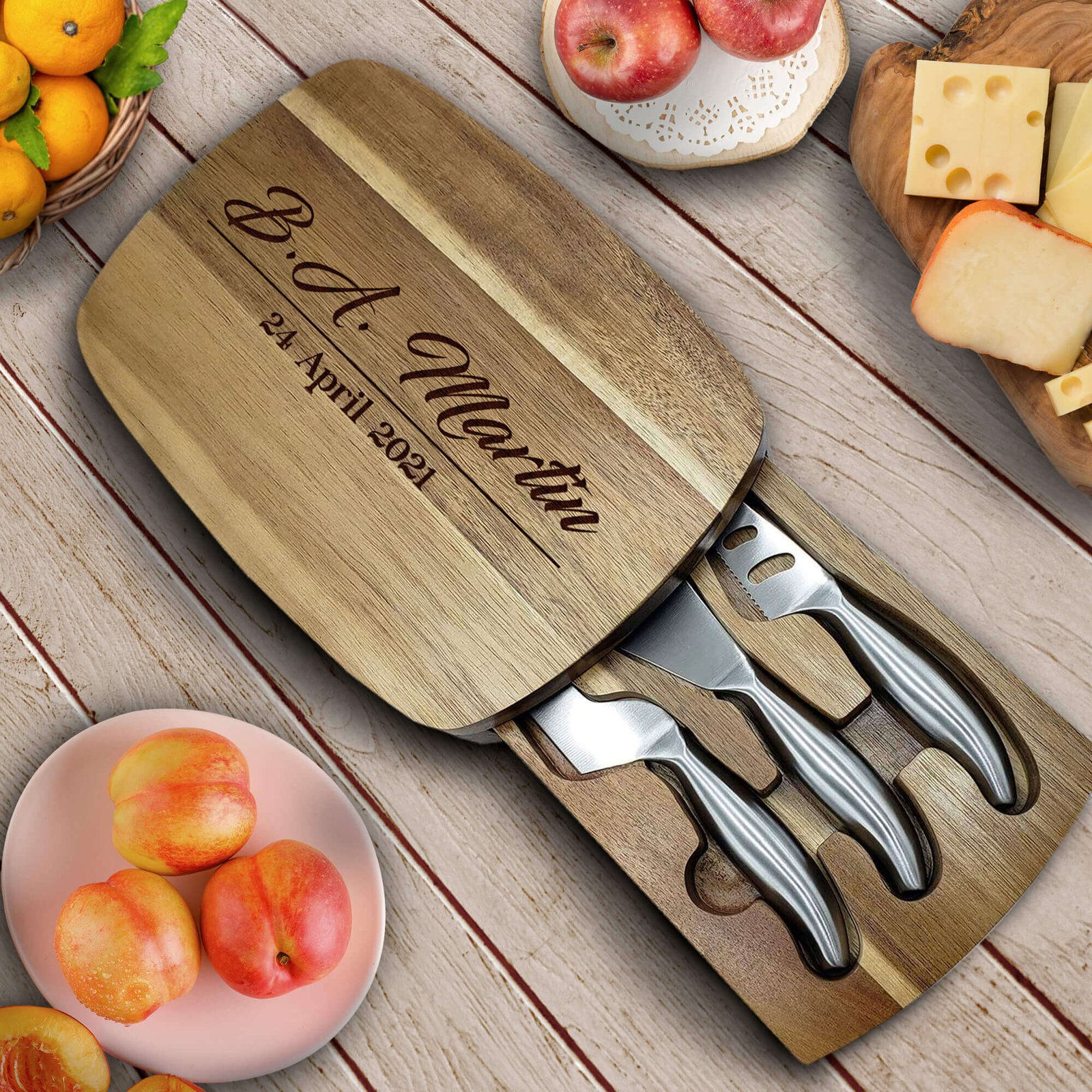 Traditional Anniversary Gifts by Year, Wedding Anniversary Gift Ideas with Charcuterie Cheese Boards, Small Charcuterie Board Ideas, and Kitchen Decorative Signs on a Charcuterie Serving Board - Aspera Design