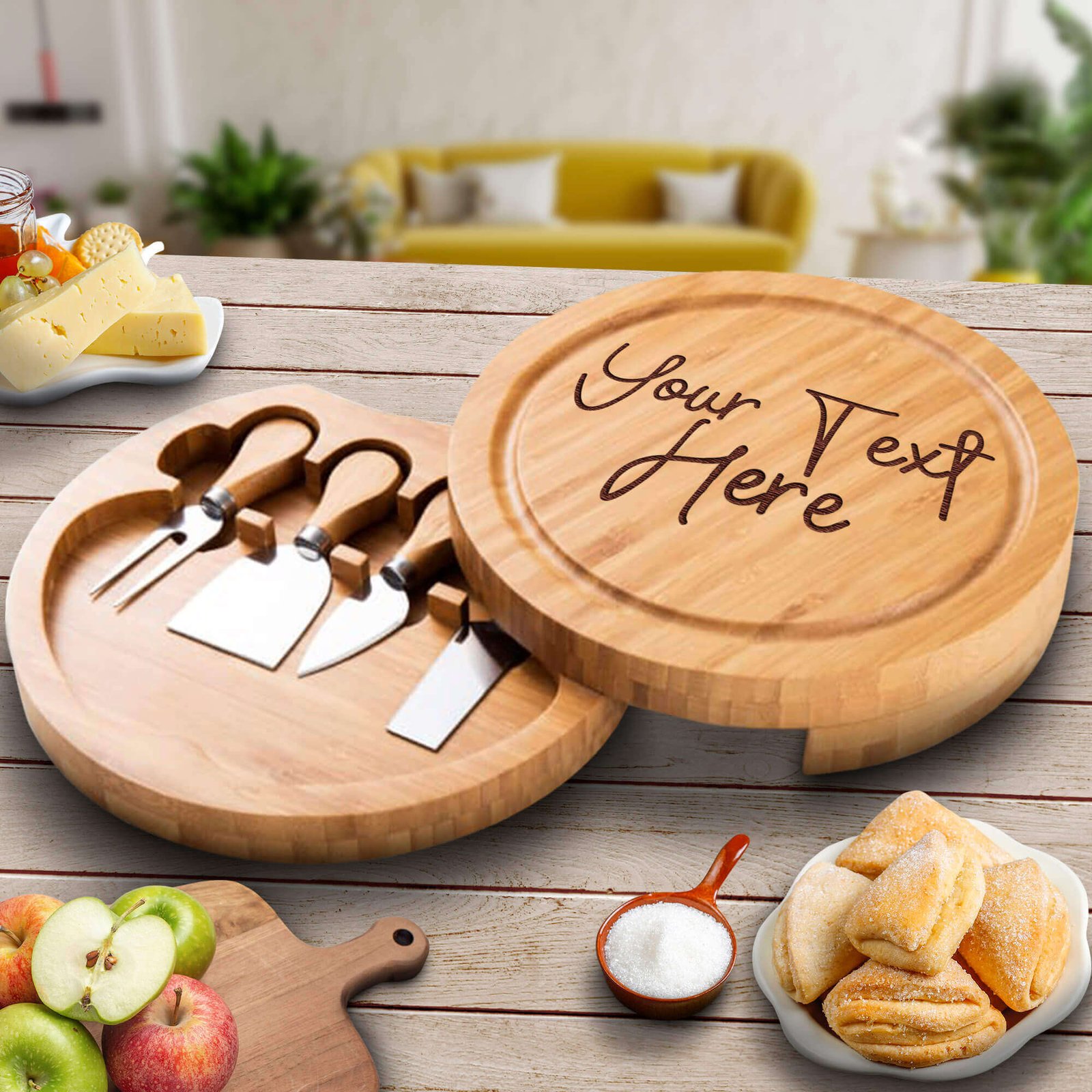Elevate Your Culinary Experience with a Wood and Marble Cheese Board, Large Charcuterie Board, Long Board Grip Tape, and Best Chef Knife Set - Unveil the Best Gifts for Cheese Lovers - Aspera Design