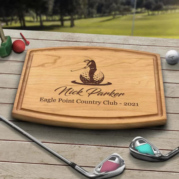 Golf Enthusiast's Retirement Surprise, Dad's Walnut Cutting Board Gift Idea - Aspera Design Store's