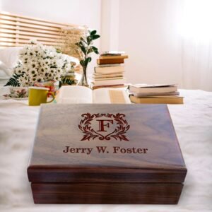Personalized Keepsake Box | Walnut Wooden Memory Box Gift for Anniversary, Wedding, Valentine, Birthday, Baby Shower, Groomsman | Handmade Keepsake Storage Organizer | Engraved Name Box