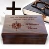 Engraved Wooden Box with Compasses and Scripture: Perfect confirmation Gift