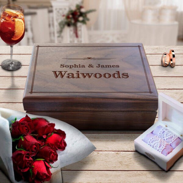 Custom Engraved Jewelry Box in Wooden Crate: Ideal Gifts for Engaged and Wedded Couples - Aspera Design