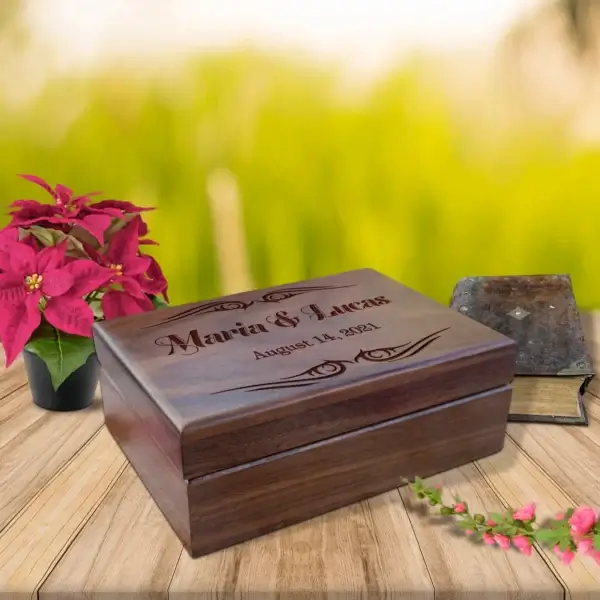 Unique Wedding Gift Card Box Ideas: Wood Carved Bridal Box Inspiration - Aspera Design