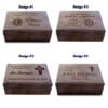 Personalized First Communion and Baptism Gifts: Engraved Wooden Boxes with Compasses and Scripture.