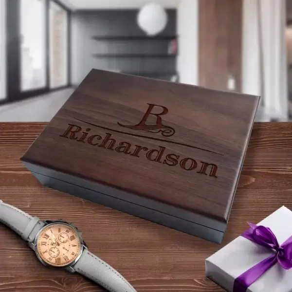 Personalized Clock in wooden case- Great Birthday Gift