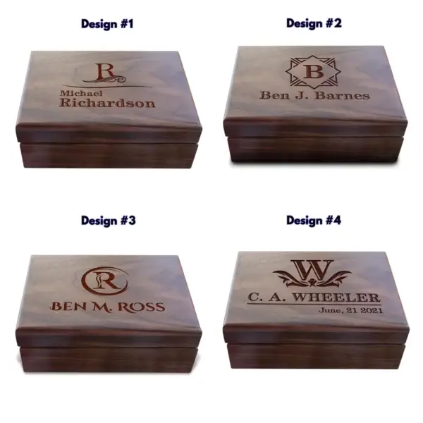Aspera Design's Engraved Wooden Valet Keepsake Box: Timeless Men's Wood Jewelry Box and Organizer