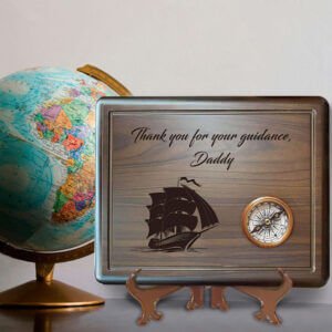 Engraved Wooden Sign with Compass, Personalized Compass on Plaque, Retirement Gift for Daddy, Memorable Gift for Dad, Best Gift for Him