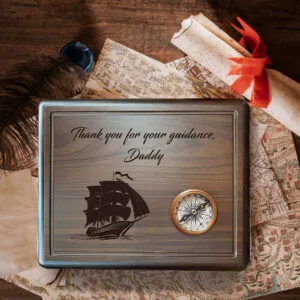 Engraved Wooden Sign with Compass, Personalized Compass on Plaque, Retirement Gift for Daddy, Memorable Gift for Dad, Best Gift for Him