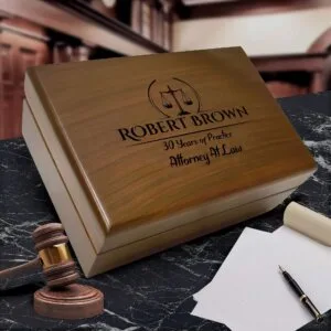 Attorney Lawyer Keepsake Box, Law Firm Customized Memory Box, Law School Graduation, Lawyer Retirement Gift, Retired Judge Gift- Justice
