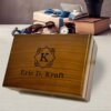 A collection of thoughtful retirement gifts for men, including personalized items and practical tools for leisure activities.