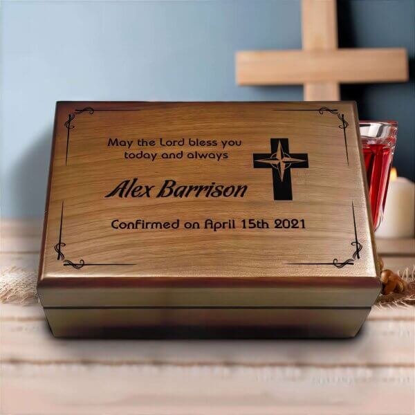 Memory box Baptism Confirmation Compass for Boy - a special keepsake for his religious milestones