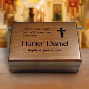 Personalized Baptism Gift, Confirmation Gifts for Grandson, First Communion Keepsake Box,  Christening Memory Box, Baptism Gifts for Boys