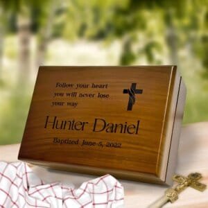 Personalized Baptism Gift, Confirmation Gifts for Grandson, First Communion Keepsake Box,  Christening Memory Box, Baptism Gifts for Boys