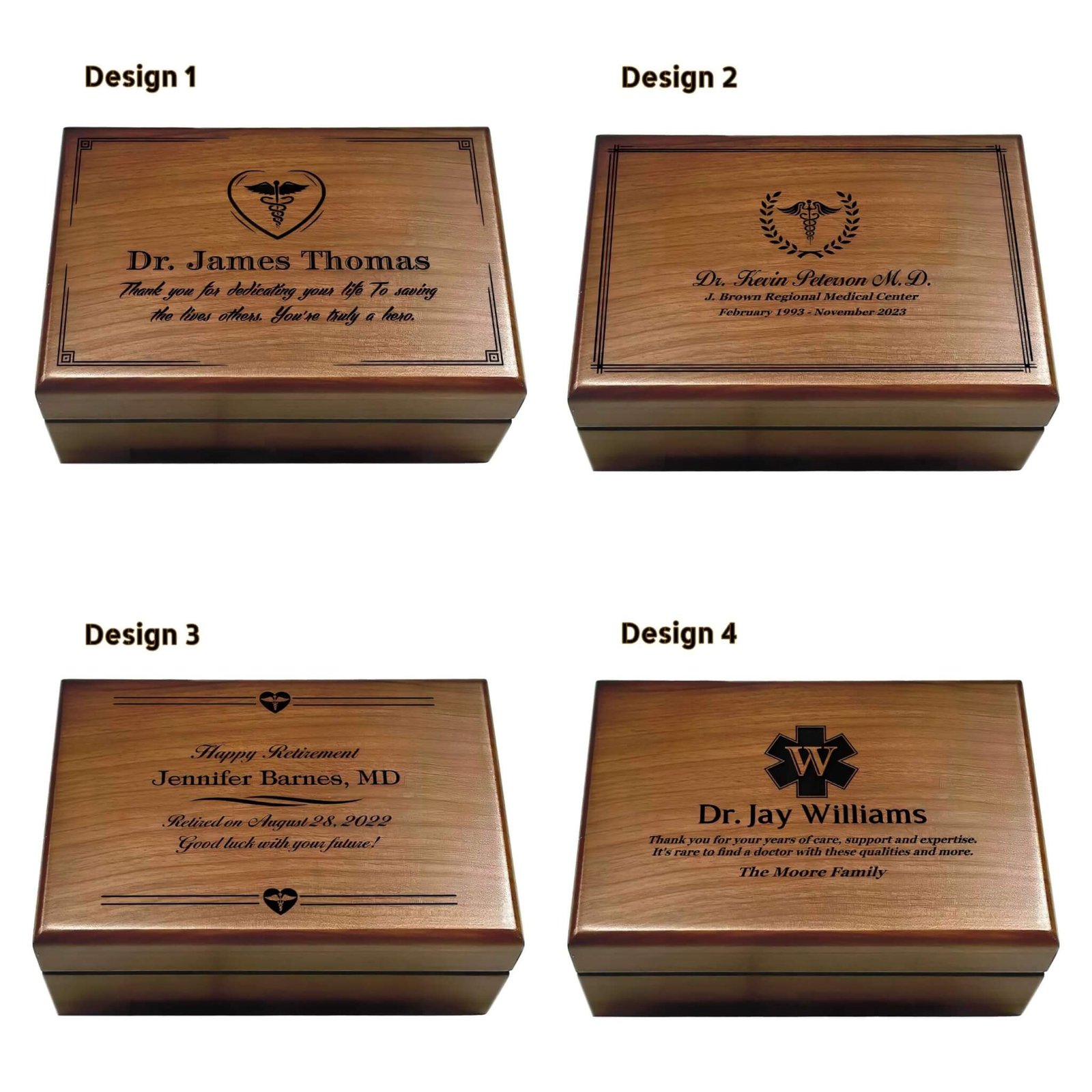 Best Gifts for Doctors, Unique Senior Memory Box Ideas, Engraved Wooden Box - Aspera Design