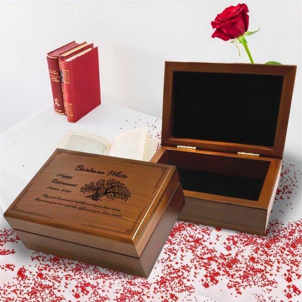 Customized retirement gifts for women, showcasing personal touches that reflect their journey and celebrate their next chapter.