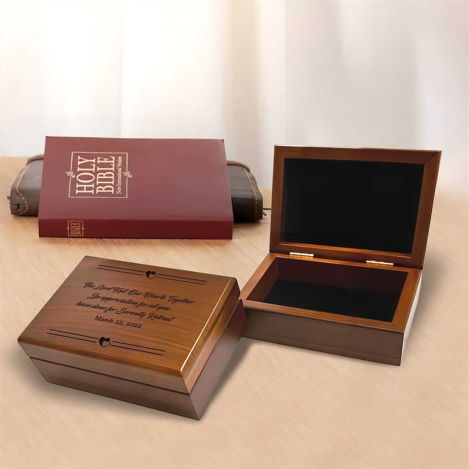 Daily Bible Verse with Wooden Prayer Request Box - Aspera Design