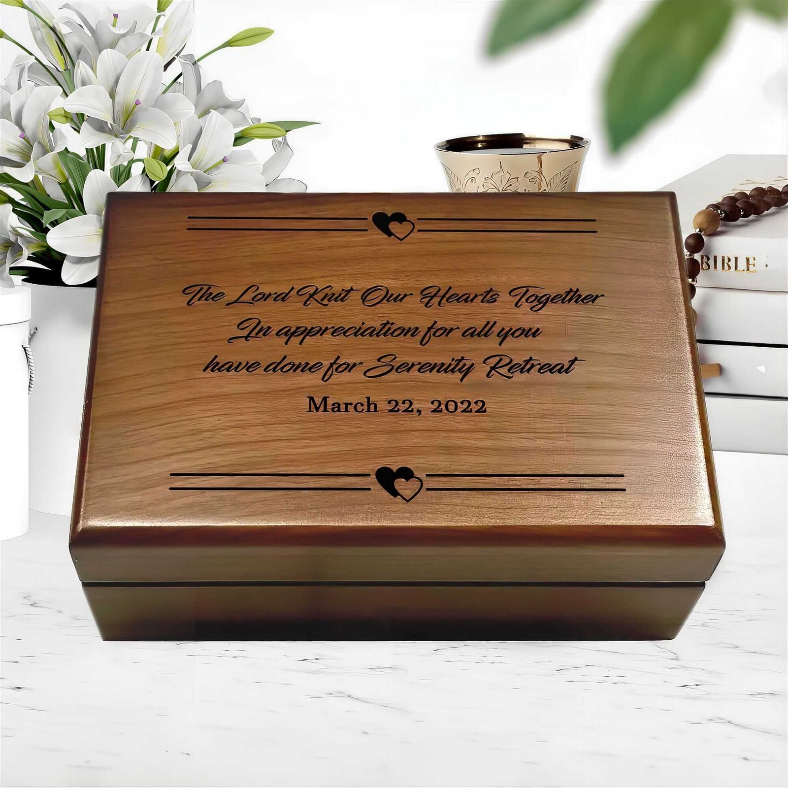 Wooden Prayer Box for Bible Verse Cards: Spiritual Storage Solution - Aspera Design