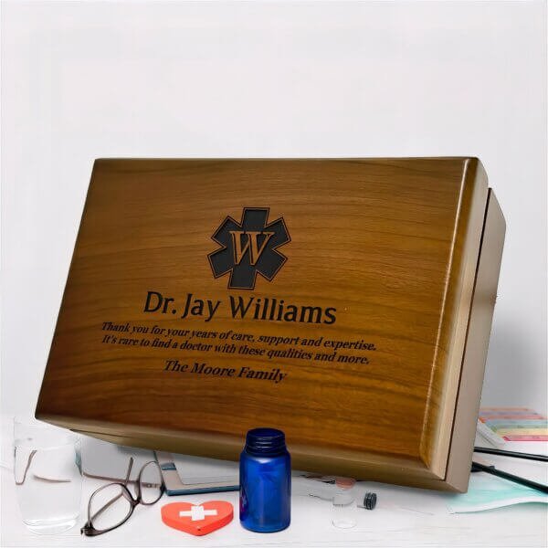 Personalized, Engraved Box: with Medical Design for Doctor or Nurse