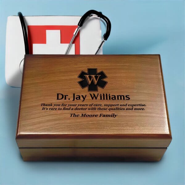 Personalized gift for doctors with an engraved message.