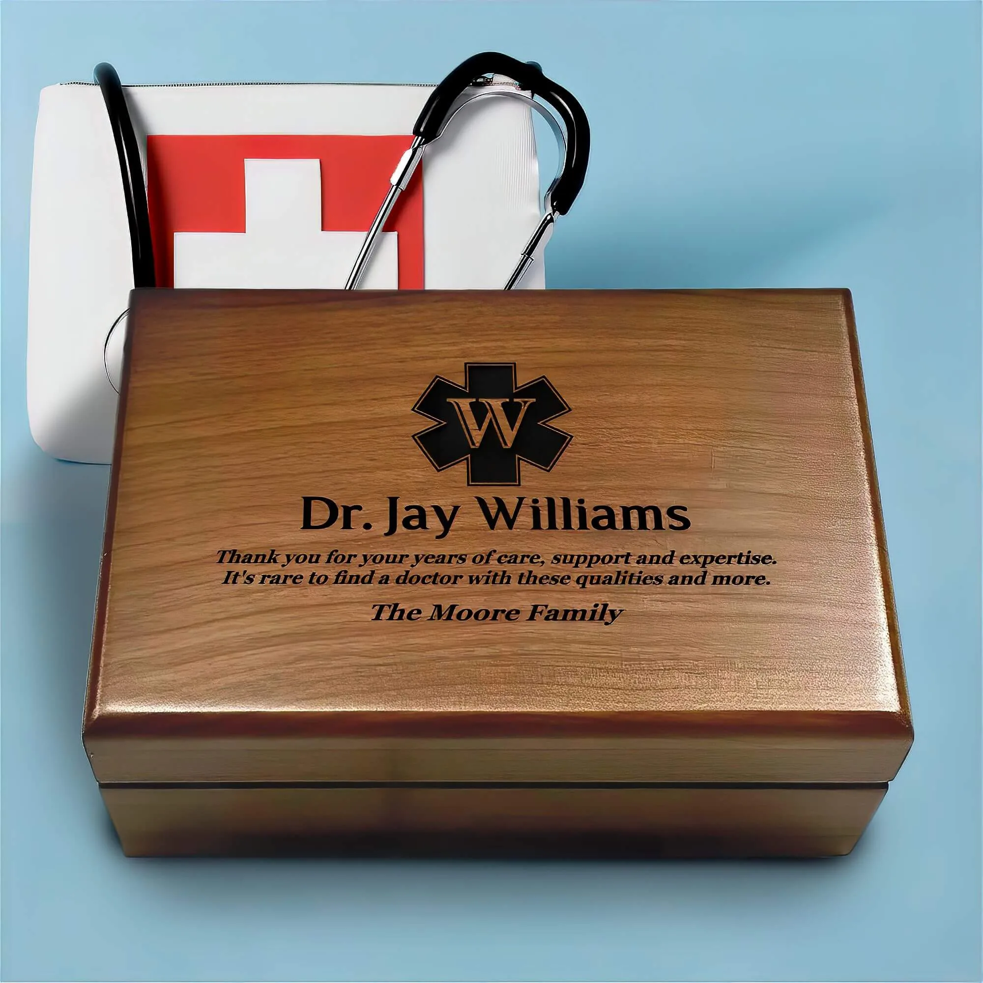 Personalized gift for doctors with an engraved message.