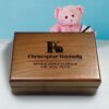 Elegant custom baby birth gift box designed to store cherished newborn memories, displaying an assortment of memory keepsakes.