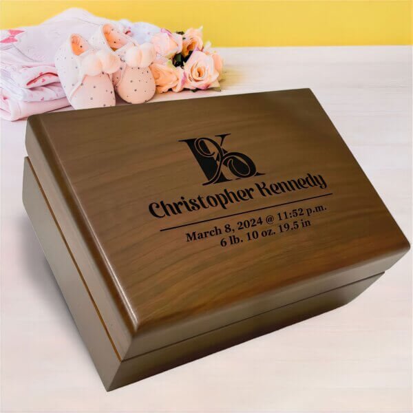 Personalized Newborn Baby Memory Box: A special keepsake box to cherish memories of your newborn.