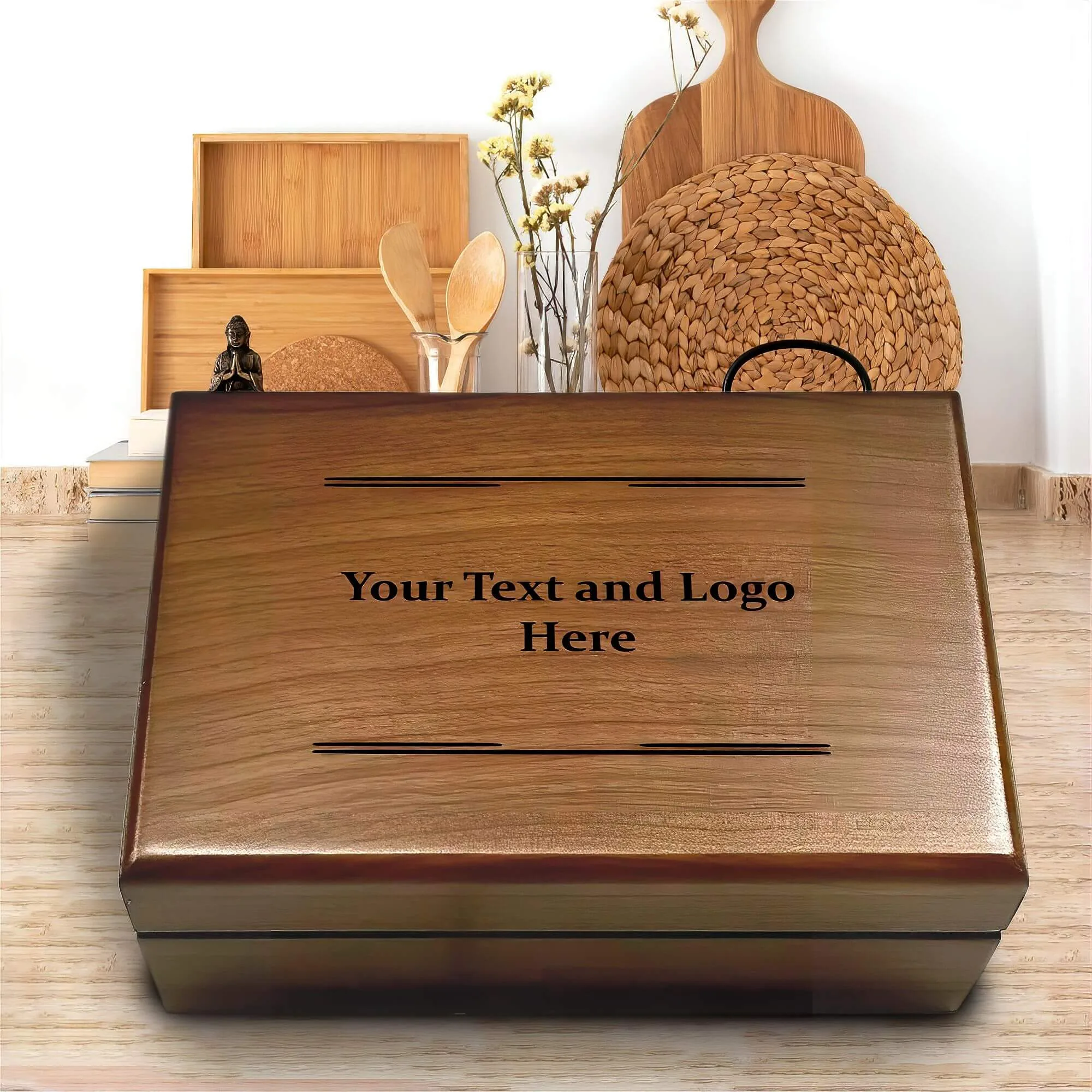 Engraved corporate gifts keepsake box with a polished finish, ideal for storing mementos and awards.