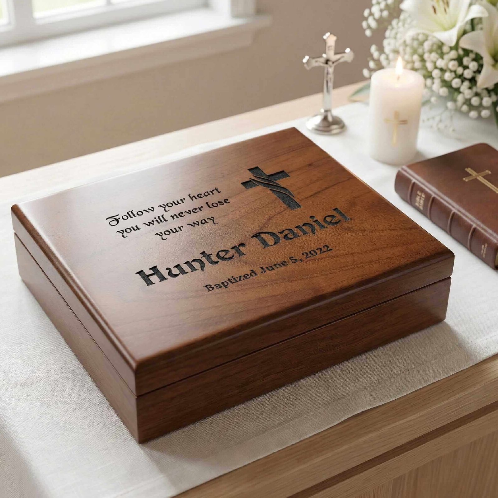 Confirmation Memory Boxes: Confirmation Baptism Keepsake Box and Baptism Gift