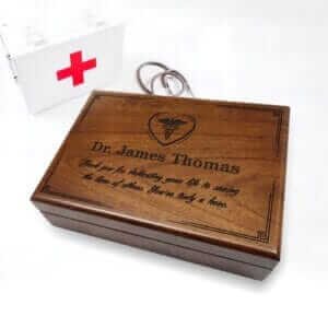 Doctor Keepsake Box, Personalize Walnut MD Memory Box, Doctor Retirement Gifts, Graduation or Appreciation