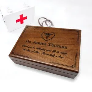 Doctor Keepsake Box, Personalize Walnut MD Memory Box, Doctor Retirement Gifts, Graduation or Appreciation