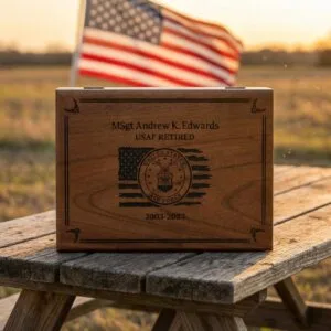 Personalized Air Force Keepsake Box: Memory Gift for Veteran Retirement, Commissioning