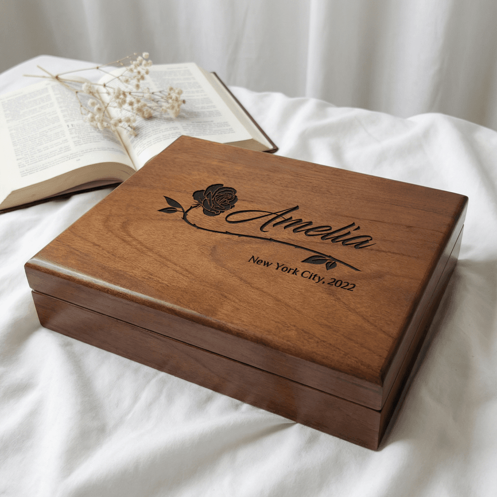 Personalized keepsake box for women, wooden gift for her