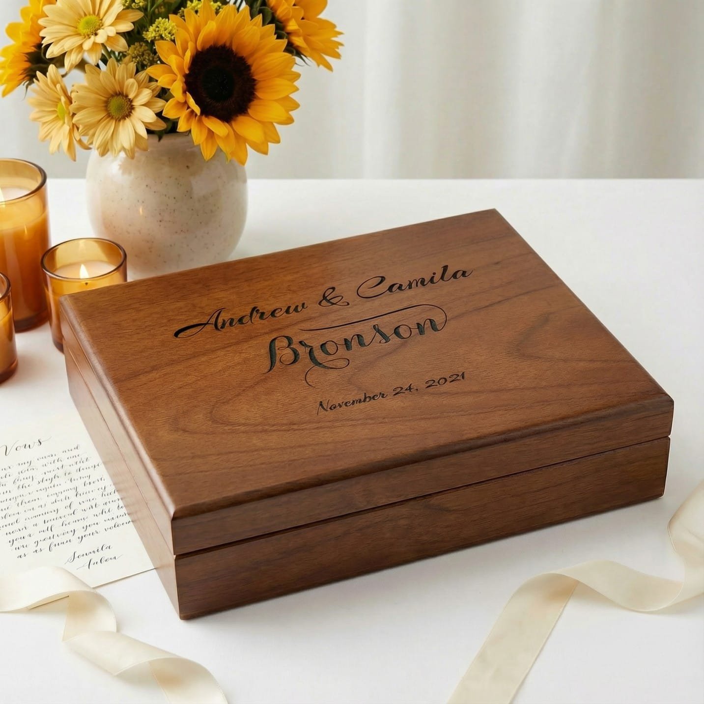 personalized couples memory box: engraved with love, it's an ideal keepsake to cherish your most treasured moments together.