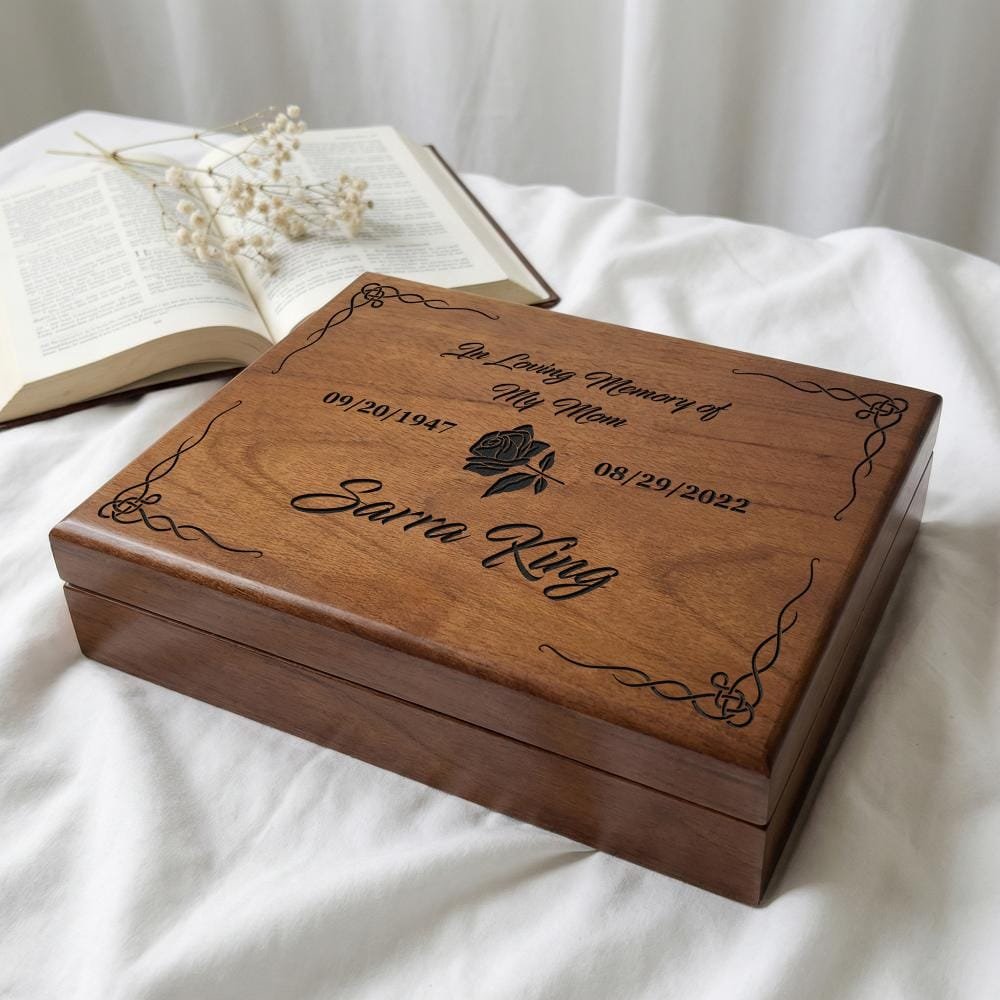 Memories of Mom Wooden Box: A beautifully crafted wooden box to cherish and store precious memories of your beloved mother