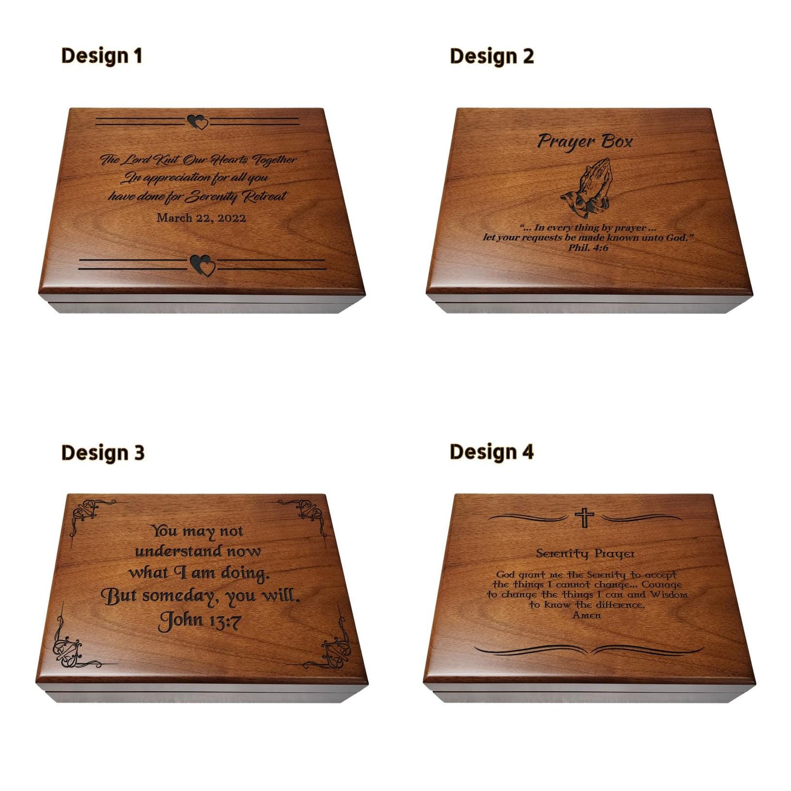 Wooden Prayer Box with Bible Verse - Store your prayers in this engraved box.