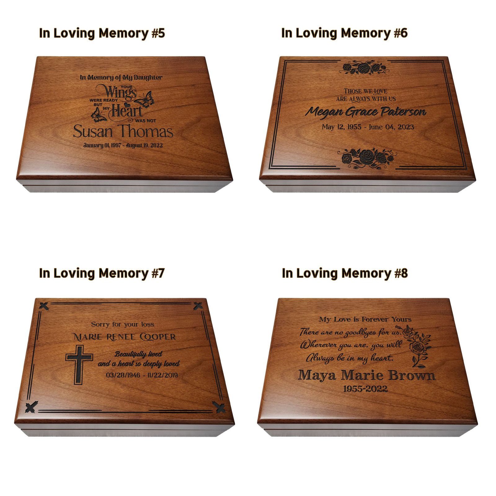 Memorial keepsake box for storing photos, letters, sympathy cards, and treasured memories of a loved one