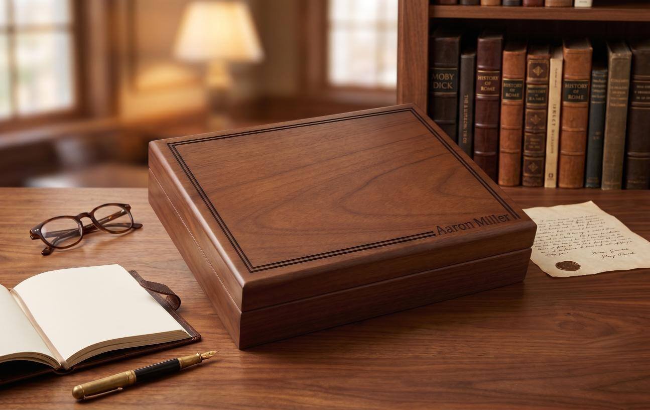 A personalized engraved birthday gift for men, featuring a custom message on a sleek metal surface.