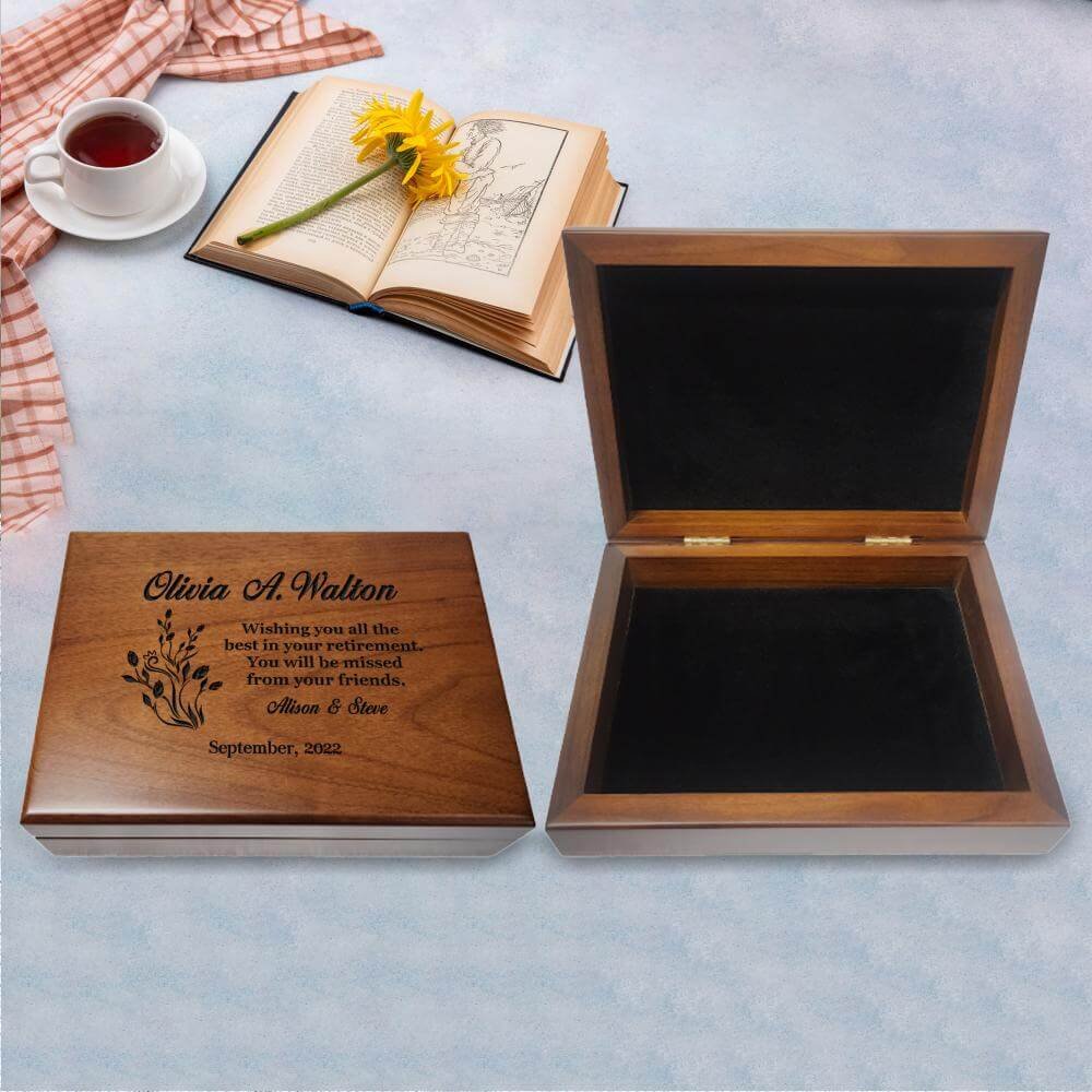 retirement gift for women coworker: custom-made present to celebrate the end of a career and honor the retiree's unique journey.