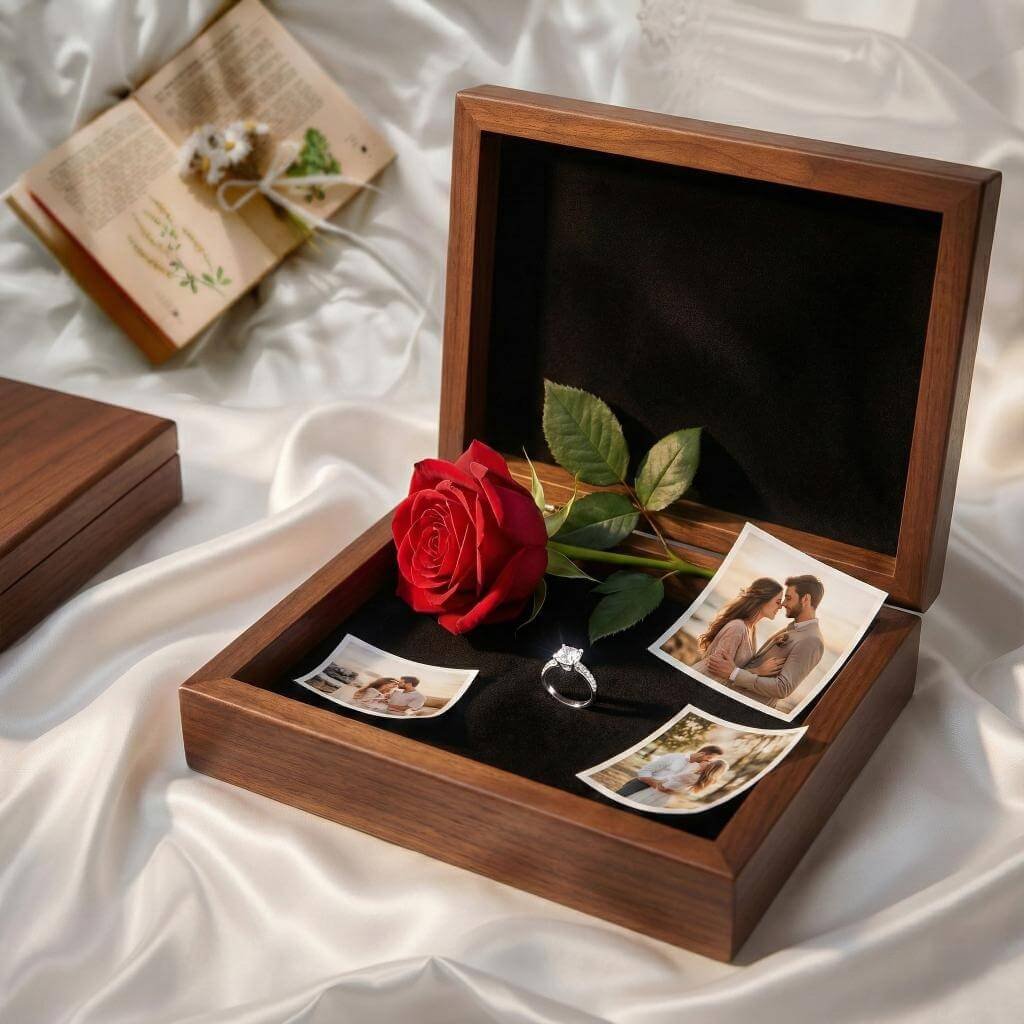Personalized wedding gift for son, featuring an engraved keepsake box to store treasured memories from his special day