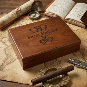 Personalized Cigar Box, Engraved Wooden Cigar Case, Birthday or Wedding Gift for Cigar Lovers
