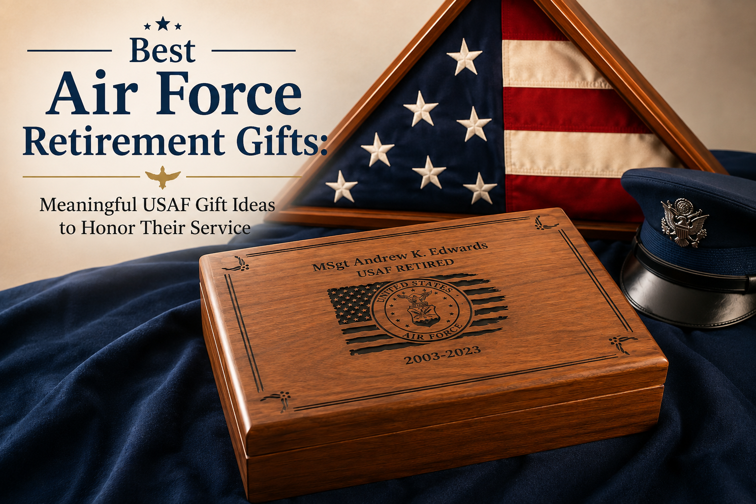 Best Air Force retirement gifts featuring a personalized USAF keepsake box