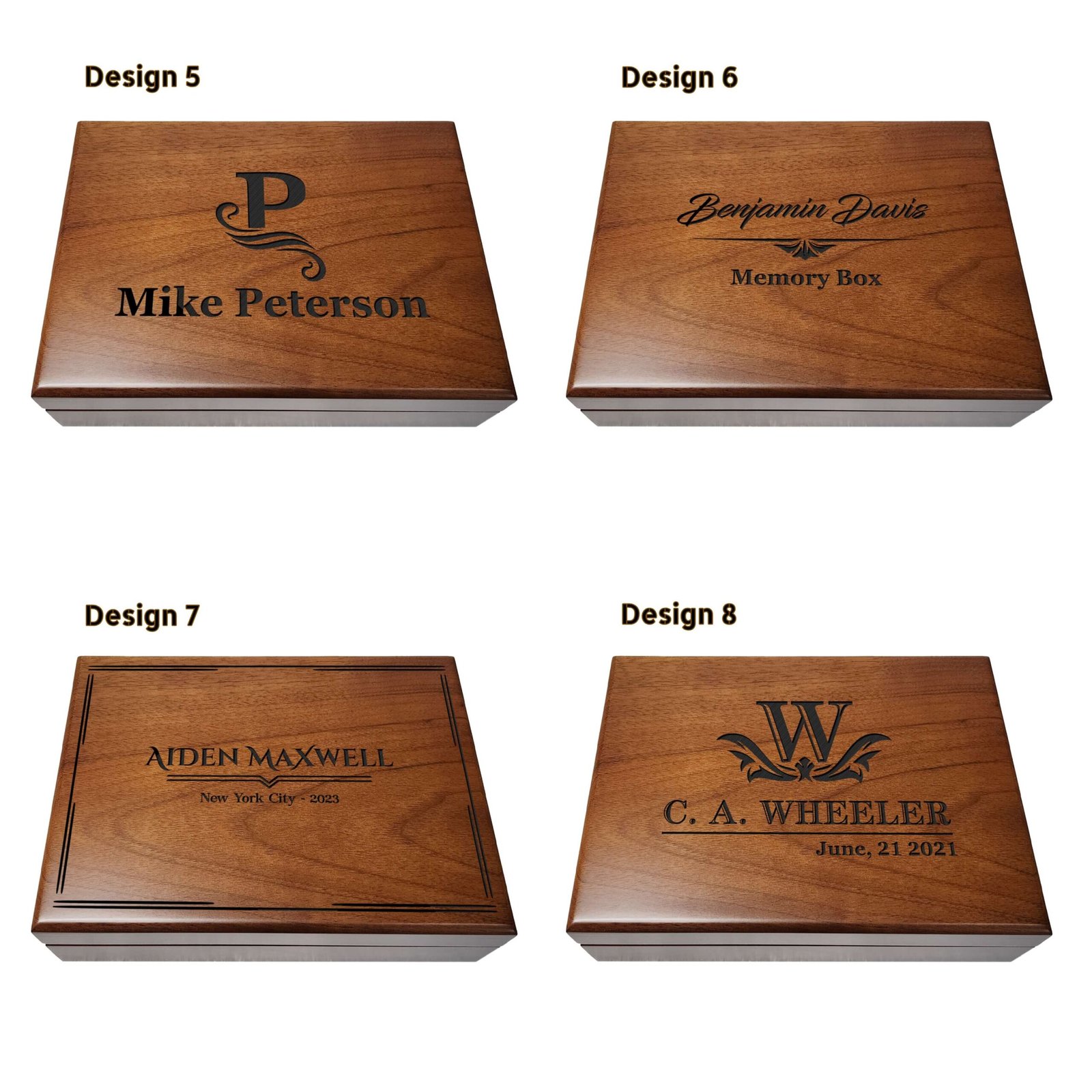Personalized men's walnut gift box for storing watches, keepsakes, and special mementos